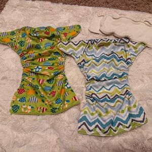 Fuzzibunz Cloth Diapers Set (2 diaper covers and two cotton/hemp inserts)